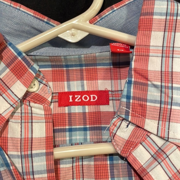 Red White Izod Short Sleeve Button Down Small - Picture 2 of 2